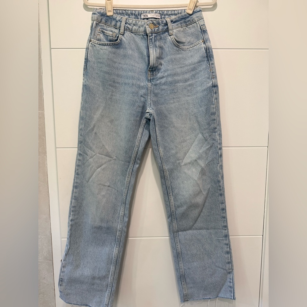 Zara Light Blue Straight Leg Women's Jeans